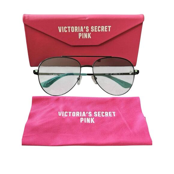 Victoria Secret PINK PK0017 01P Black Metal Aviator Sunglasses 57-16-140 0017 - Picture 1 of 9